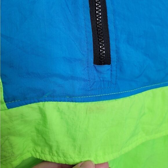 VINTAGE 90s neon florescent pullover quarter zip windbreaker‎ jacket XL - Picture 4 of 10